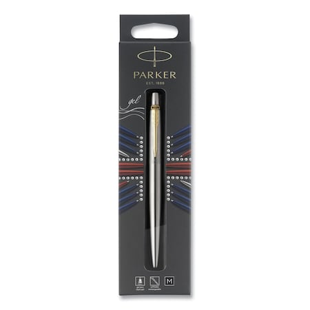 Parker Jotter Rollerball Pen, Retractable, Medium 0.7 mm, Black Ink, Stainless Steel Barrel 2020672