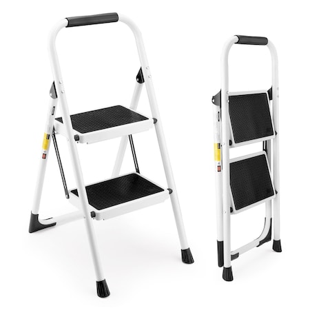 Wrightmaster 2-Step Steel Step Stool, 7 ft. Reach, with Anti-Slip Pedal and Handrails, 330 lb. Load Capacity ZOR-P372964