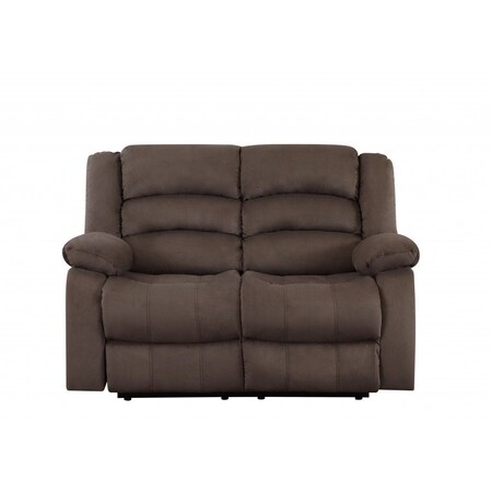 Homeroots 60in Brown Microfiber Manual Reclining Loveseat 329368