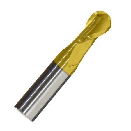 Monster Tool 2 Flute Regular Length End Mill, Single End Ballnose, 1/32in diameter, TiN Finish 221-001006