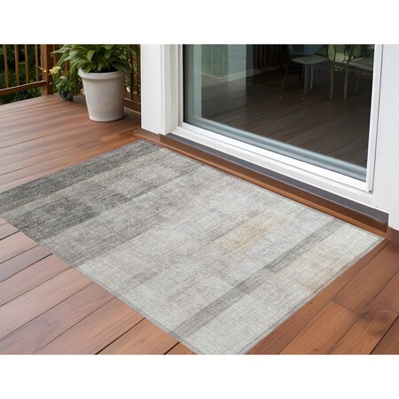 Homeroots 2' X 3' Taupe Ombre Washable Non Skid Indoor Outdoor Area Rug 563673
