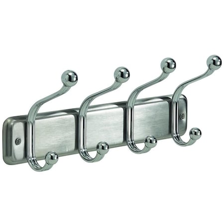 Idesign York Lyra Hook Rack, 4-Hook, Steel, Chrome 54170