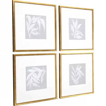 Homeroots Set Of Four Leaf Study Gold Framed Print Wall Art, 4PK 525648