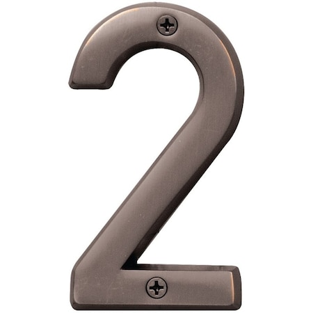 Hy-Ko Prestige Series House Number, Character: 2, 4 in H Character, Bronze Character, Solid Brass BR-42OWB/2