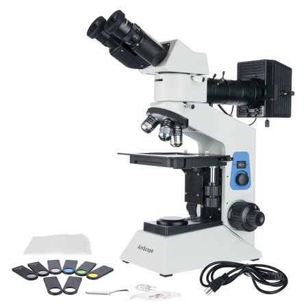 Amscope ME580 Metallurgical Uprigh Binocular Compound Microscope 50X-500X w/Polarized Ligh and 3MP USB 2.0 ME580B-PZ-3M