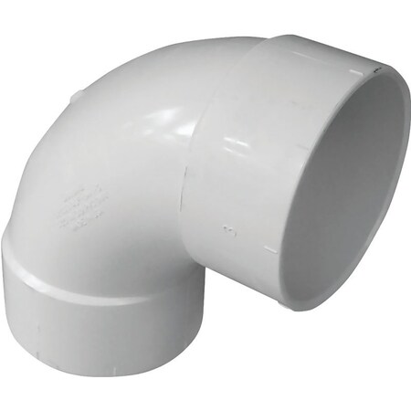 Canplas Sanitary Pipe Elbow, 6 in, Hub, 90 deg Angle, PVC, White 414166BC