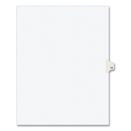 Avery Dennison Numerical Index Tab 8-1/2 x 11", #13, White, PK25 11923