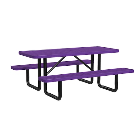 Leisure Craft Rectangle Picnic Table, Purple, In Ground Mount, 6 ft L T6XPIG-PURPLE