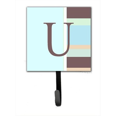 Carolines Treasures Letter U Initial Monogram - Blue Stripes Leash Holder Or Key Hook CJ1003-USH4