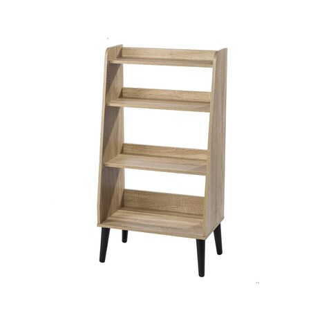 Homeroots 45" Natural Brown Manufactured Wood Four Tier Etagere Bookcase 490167