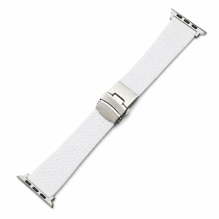 Elegani Mesh Rubber Watch Replacement Band Compatible with Apple Watch 46mm, White MRSA-WHT-46mm