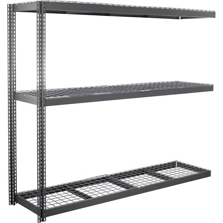 Global Industrial 3 Shelf, Heavy Duty Channel Boltless Shelving Add On, 96"Wx36"Dx84"H, Wire Deck 785642GY