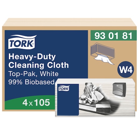Tork Dry Wipe, White, 120 Sheets, No Roll, PK4 930181