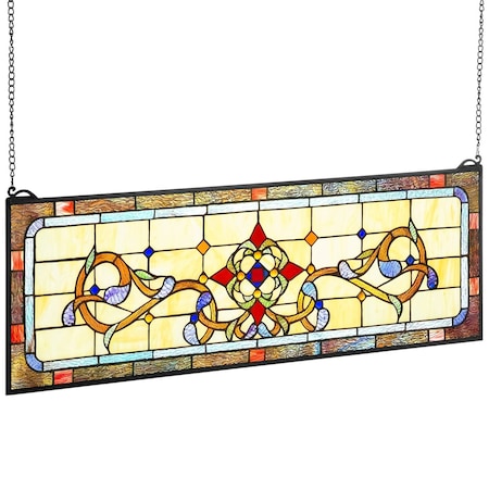 Vevor Stained Glass Window Panel Tiffany Style Hanging Window Panel 35.1x12.2 in NC-SG11