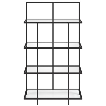 Homeroots 62" Black Metal And Glass Four Tier Etagere Bookcase 527602