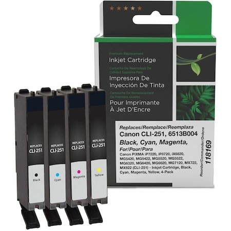 Clover Imaging Group Remanufactured Black/Cyan/Magenta/Yellow Ink Cartridges, Canon CLI-251 118169