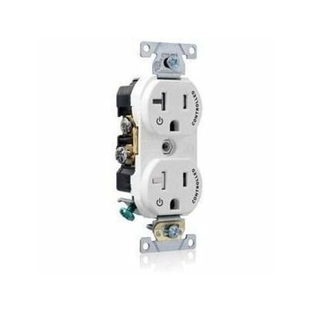 Leviton Duplex Outlet, White 20A, 125V, TR TBR20-S2W