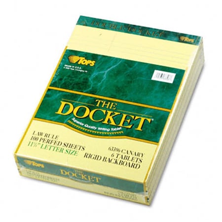 Tops Double Docket Ruled Pads Law Rule Letter Canary Six 100Sheet Pads/pk, 100PK 63396