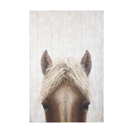 Homeroots Horse Fringe Hand Painted Distressed Unframed Wall Art 609023
