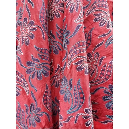 Cosa Hand Embroidered Kantha Silk Shawl - Red CO2446101