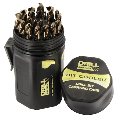 Drill America 25 Piece Cobalt Bit Cooler Drill Bit Set, 1.00mm - 13.00mm, DWD Series ZOD/A4025-CO-PC