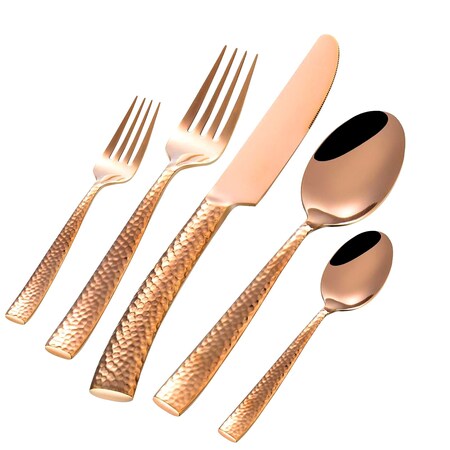 Gibson Elite Stonehenge 20 Piece Flatware Set in Rose Gold 79576.2