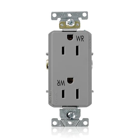 Leviton Receptacle Outlet, 15A, Gray, 125V WDR15-GY