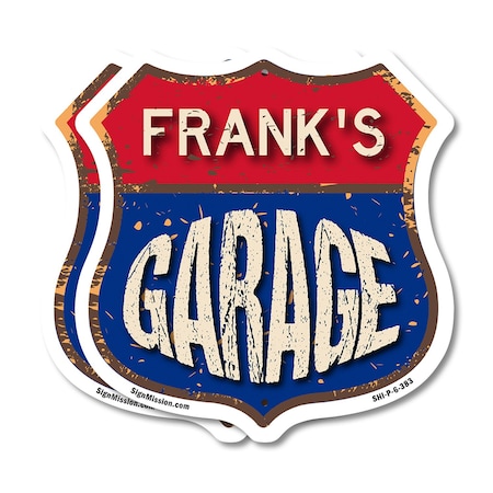 Signmission Frank's Garage, 6 inch X 6 inch, Plastic Sign, 2PK SHI-P-2PACK-6-383-FRANK