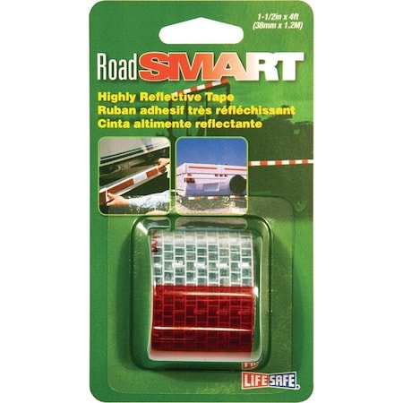 Incom Reflective Tape, 4 ft L, 1-1/2 in W, Red/Silver RE800