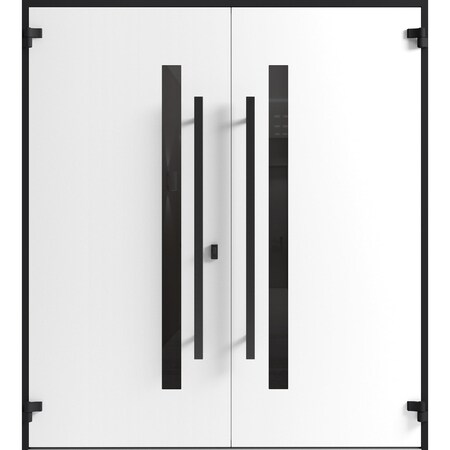 Vdomdoors Front Exterior Prehung Aluminum Double Doors Ronex0144 Grey Mirrored Clear Glass Entry Metal Modern RONEX0144DEXD-GRE-W72xH80-RH-I