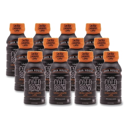 Java House Cold Brew Coffee, Salted Caramel Latte, 8 oz Bottle, 12PK HFP01804
