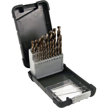 Vulcan Metal Index Drill Bit Set, 21-Piece, M35 Steel with 5% Cobalt, Coffee 203380OR