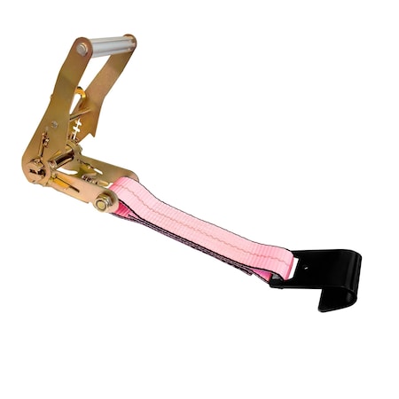 Tie 4 Safe 2'' x 12'' Fixed End w/ Ratchet and Flat Hook. WLL: 3,333 LBS Pink RT04CK-501S-MH11-PK-C-1