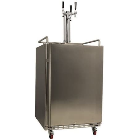 Edgestar 24 Inch Wide Triple Tap Kegerator for Full Size Kegs with Electronic Control Panel KC7000SSTRIP