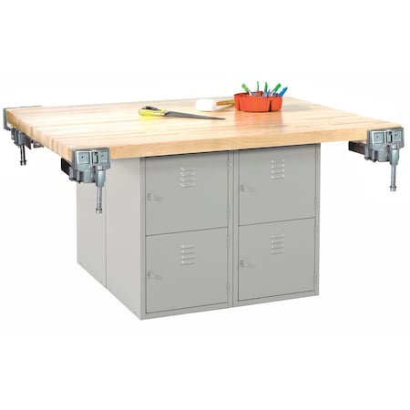 Diversified Spaces Work Bench With Vise, 64" W, 33-1/4" Height WB4-4V