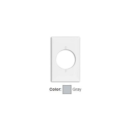 Leviton Receptacle Wallplate, Midway Size, Gang 1, Gray 80728-GY
