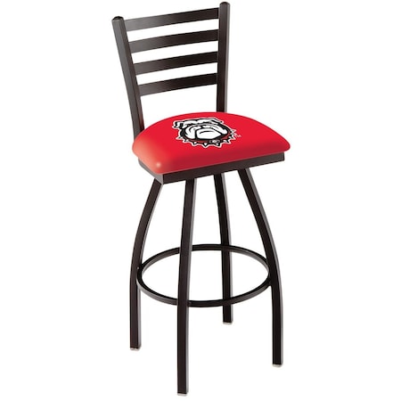 Holland Bar Stool Co 36" Blk Wrinkle Georgia "Bulldog" Swivel Bar Stool, Ladder Back L01436GA-Dog