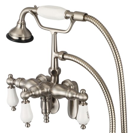 Water Creation Gray Vintage Classic Adjustable Center Wall Mount Tub Faucet - Brushed Nickel F6-0018-02-CL