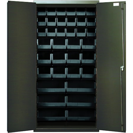 Quantum Storage Systems STORAGE CABINET W/132 BLACK BINS QSC-36-FDBK