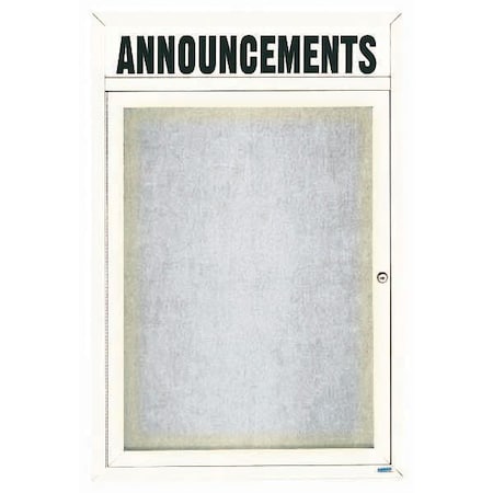 Aarco Illuminated Outdoor Enclosed Bulletin Board w/ Al Frame Header, Powder Coated White, 24''Hx18''W ODCC2418RHIW