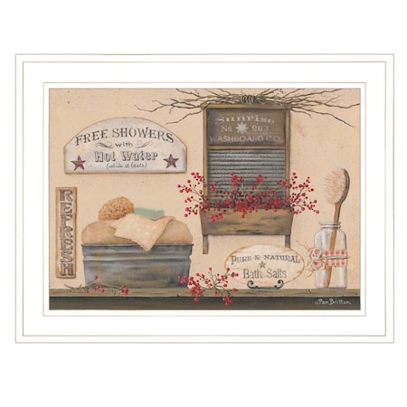 Homeroots Free Showers 2 White Framed Print Bathroom Wall Art 406792