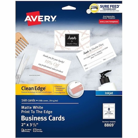 Avery Clean Edge Business Cards, Matte, PK160 8869