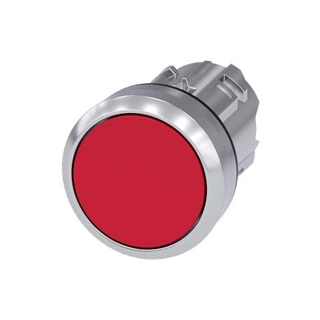 Siemens Pushbutton, 22 mm, round, metal, shiny, red, pushbutton, flat 3SU1050-0AB20-0AA0-ZY15