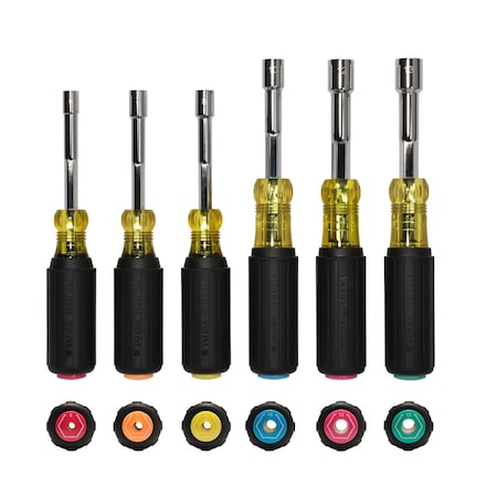Klein Tools Metric Color-Coded Hollow-Shaft Heavy-Duty Nut Driver Set, 6-Piece 65456M
