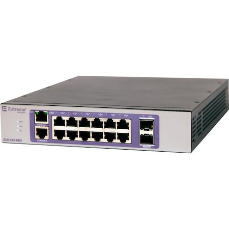 Extreme Networks 210-SERIES 12 PORT 10/100/1000BASE-T 2 1GBE UNPOPULATED SFP PORTS 1 FIXED AC PSU 16566