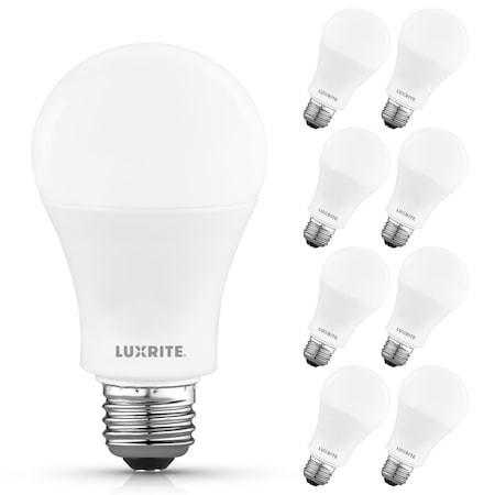 Luxrite A19 LED Light Bulb 100 Watt Equivalent, 3000K Soft White, 1500LM, Non-Dimmable, Standard, 8PK LR21541