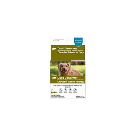 Bayer Chewabale Quad Dewormer Tablets for Medium Dogs 26-60-Lbs, 2PK 724089113368
