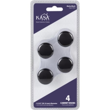 Hardware Resources Round Cabinet Knob, Matte Black, 4PK K997MB-4