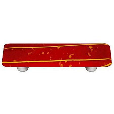 Palacedesigns Mardi Gras Yellow with Red Rectangle Glass Cabinet Pull - Aluminum Post PA165747