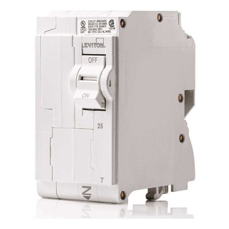Leviton Circuit Breaker, 25A, 2 Pole, 120/240V AC R00-LB225-0TR